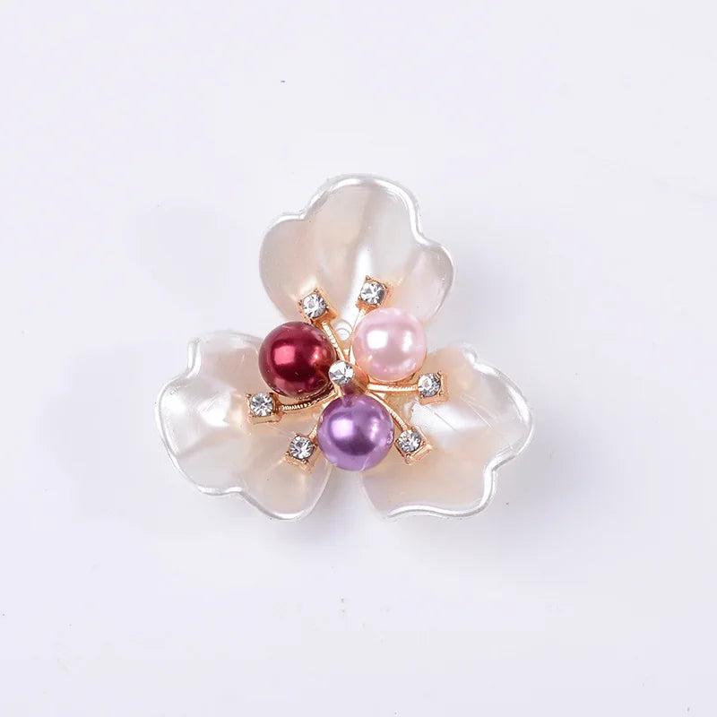 10 PCS Metal Alloy Pearl Flowers DIY Brooch Hair Accessories