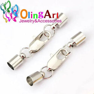 OlingArt 35mm 12pcs/lot leather cord crimps end clasp Fastener DIY jewelry