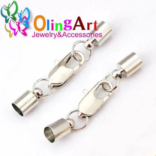 OlingArt 35mm 12pcs/lot leather cord crimps end clasp Fastener DIY jewelry