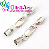 OlingArt 35mm 12pcs/lot leather cord crimps end clasp Fastener DIY jewelry