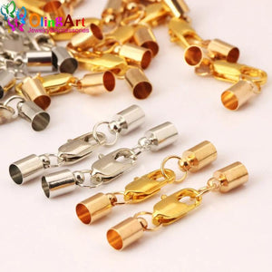 OlingArt 35mm 12pcs/lot leather cord crimps end clasp Fastener DIY jewelry