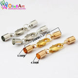 OlingArt 35mm 12pcs/lot leather cord crimps end clasp Fastener DIY jewelry