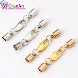 OlingArt 35mm 12pcs/lot leather cord crimps end clasp Fastener DIY jewelry