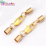 OlingArt 35mm 12pcs/lot leather cord crimps end clasp Fastener DIY jewelry