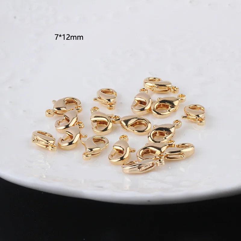 10pcs Copper Plated Lobster Buckle Beaded Metal Necklace Bracelet Connectors
