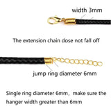 20Pcs/lot 50+5cm Leather Cord Wax Braided 3mm Rope Chain Necklace