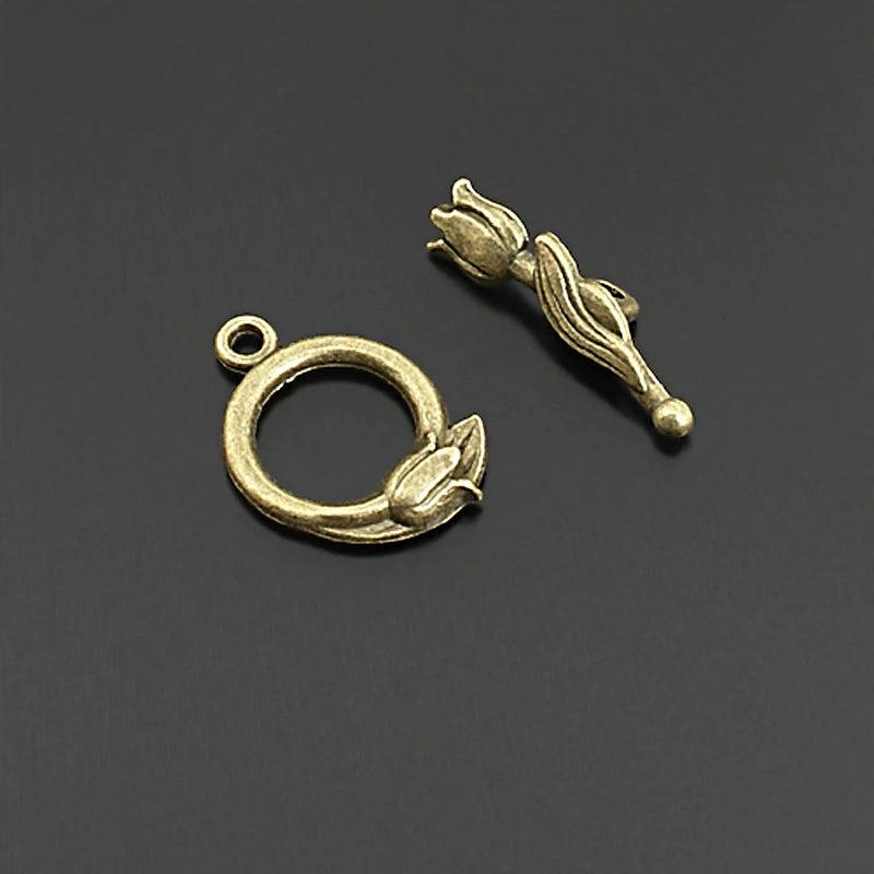 Antique Bronze Tulip O Toggle Clasps for Bracelets