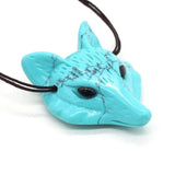 Handcarved Foxes Head Shape Beads Pendant Natural Stone Crystal Pendant Charms