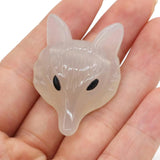Handcarved Foxes Head Shape Beads Pendant Natural Stone Crystal Pendant Charms