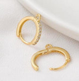 Copper Zircon Hoop Round Ear Buckle DIY Drop Earring 6PCS