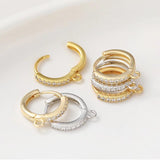 Copper Zircon Hoop Round Ear Buckle DIY Drop Earring 6PCS
