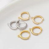 Copper Zircon Hoop Round Ear Buckle DIY Drop Earring 6PCS