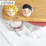 Exaggerated Concave Glass Resin Ring Earring Set
