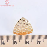 10PCS 17MM 24K Brass Stone Pattern Triangle Stud Earrings Pins