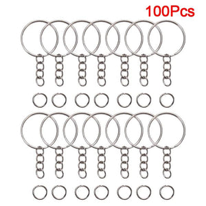 DIY Key Chain Making Kit with 50 Key Ring Rings and 50 Open Jump Rings