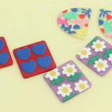 10 PCS Square Acrylic Flower Earrings for DIY Jewelry Making
