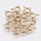 20pcs Brass Spring Ring Clasps DIY Jewelry Fastener Hook Nickel Real 18K Plated