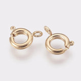 20pcs Brass Spring Ring Clasps DIY Jewelry Fastener Hook Nickel Real 18K Plated