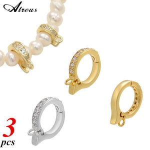 3pcs DIY Pendant Necklace Hooks Cubic Zirconia Crystal Droplet Jewelry Findings