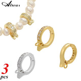 3pcs DIY Pendant Necklace Hooks Cubic Zirconia Crystal Droplet Jewelry Findings