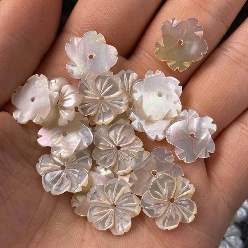 Carved-flowered Mother Of Pearl Shell Beads for Jewelry Making