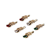 Copper Plated Zircon Leaf Pendant for DIY Jewelry 4pcs