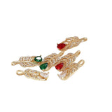 Copper Plated Zircon Leaf Pendant for DIY Jewelry 4pcs