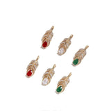 Copper Plated Zircon Leaf Pendant for DIY Jewelry 4pcs