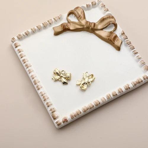 Retro Bow Alloy Double Hole Pendant DIY Earrings Accessories 10pcs