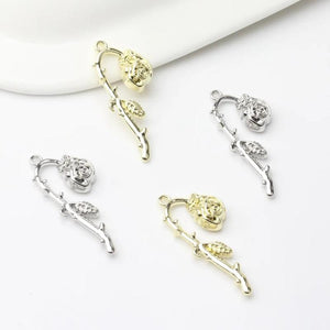 10PCS European Alloy Withered Rose Pendant DIY Accessories
