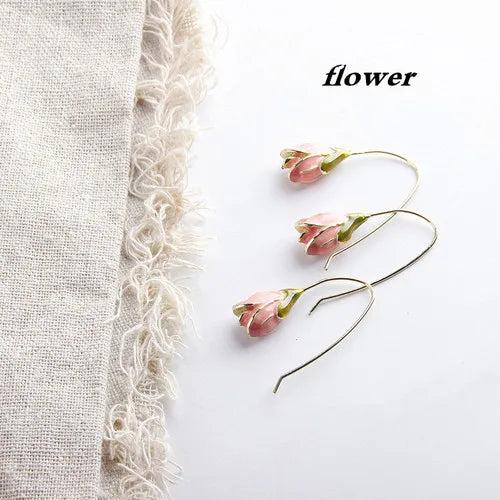Fresh Petal Tulip Flower Hair Accessories DIY Jewelry Earrings