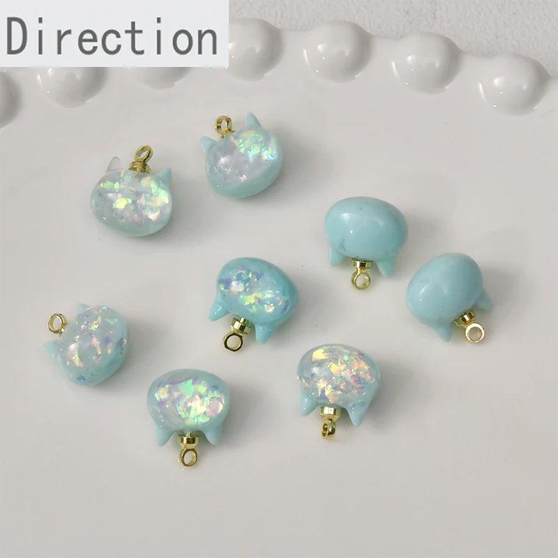 3D Glitter Kitten Head Resin Pendant Jewelry DIY