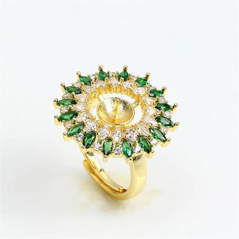 14k Plated Zirconia Ring with Pearl Holder