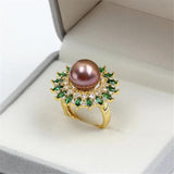 14k Plated Zirconia Ring with Pearl Holder