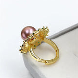 14k Plated Zirconia Ring with Pearl Holder