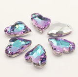 20Pcs 13x17mm U Heart Charm Pendant Crystal Glass Loose Beads For Women DIY