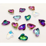 20Pcs 13x17mm U Heart Charm Pendant Crystal Glass Loose Beads For Women DIY