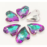 20Pcs 13x17mm U Heart Charm Pendant Crystal Glass Loose Beads For Women DIY