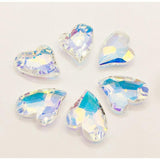 20Pcs 13x17mm U Heart Charm Pendant Crystal Glass Loose Beads For Women DIY