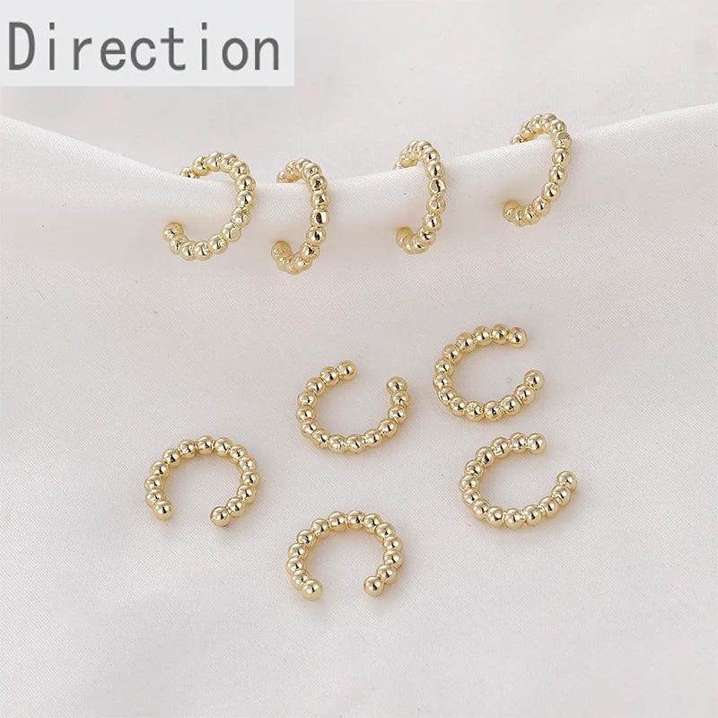 14k Retro Mini Peas Bead Ear Clip, No Piercing Needed