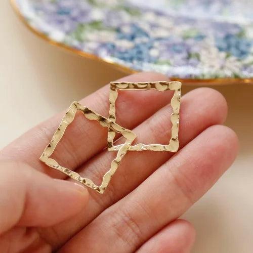 Hand-made DIY Earrings with 18K Copper Plated Geometric Frame