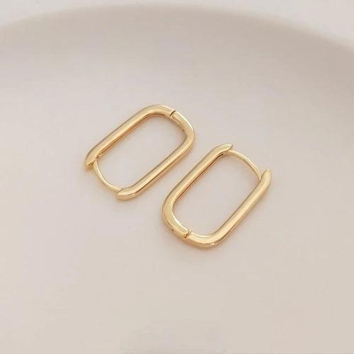 14K Gold-Coated U-Shaped Buckle French Earrings DIY Accessories 2PCS