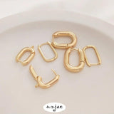 14K Gold-Coated U-Shaped Buckle French Earrings DIY Accessories 2PCS