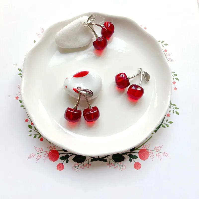 Cherry Fruit Ear Stud Hipster Bracelet DIY Pendant 4pcs
