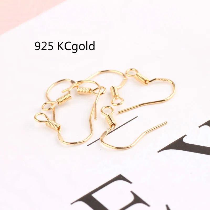 50pcs 18K Gold Plated Spring Ear Hook Earrings Thread DIY Accessories