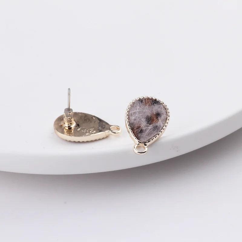 DIY Earrings Jewelry Ear Pins Pendant Leopard Print Drops 10pcs