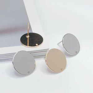 KC Silver Plated Round Stud Earring Accessory DIY Jewelry Findings 6pcs