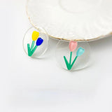 Tulip acrylic wafer hand-painted wind boy girl accessories