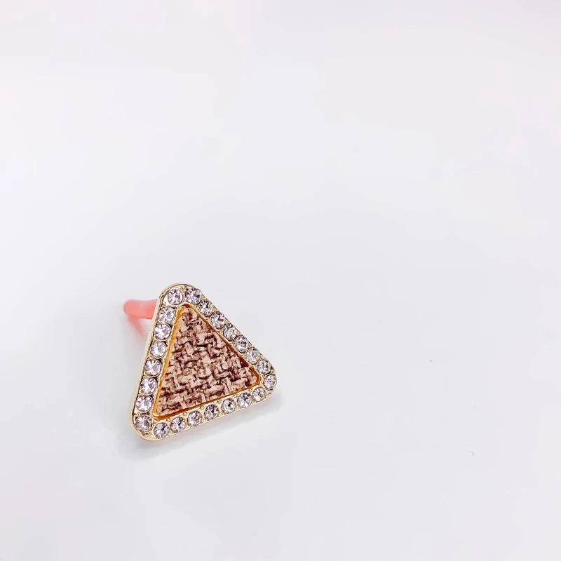 KC Plated Cotton Triangle Rhinestone Stud Earrings Diy Pendant