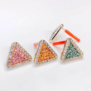 KC Plated Cotton Triangle Rhinestone Stud Earrings Diy Pendant